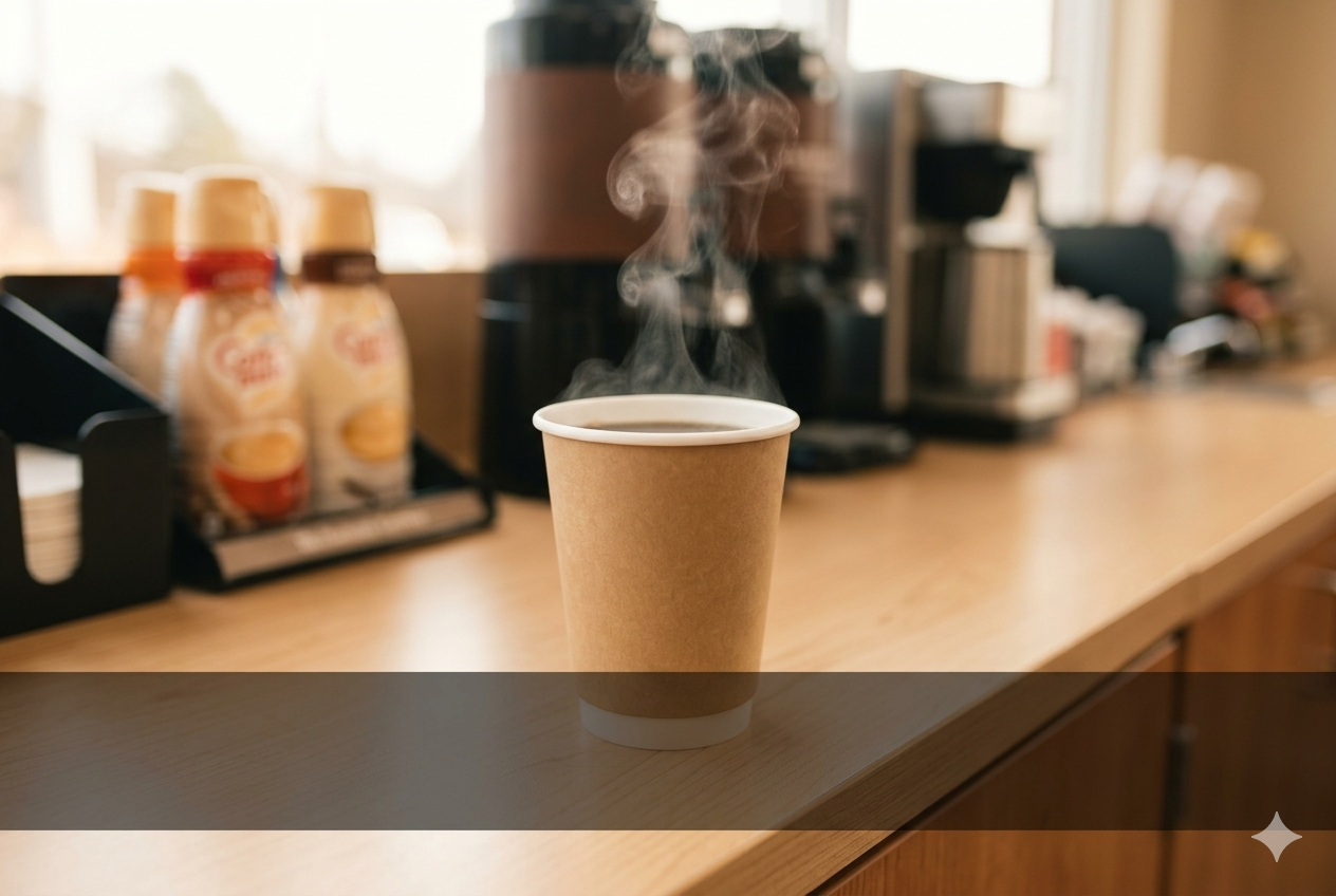 Fresh-brewed hot coffee